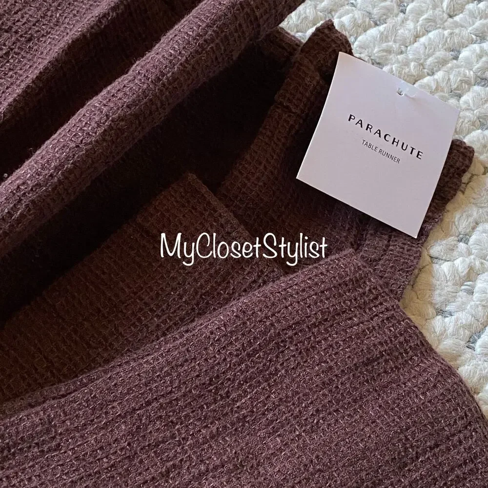 Parachute LINEN Waffle Table Runner Cabernet NWT! New Tags OS 16